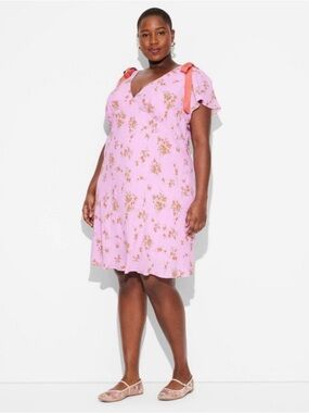 NEW Wild Fable Pink XXl Floral Bow Dress